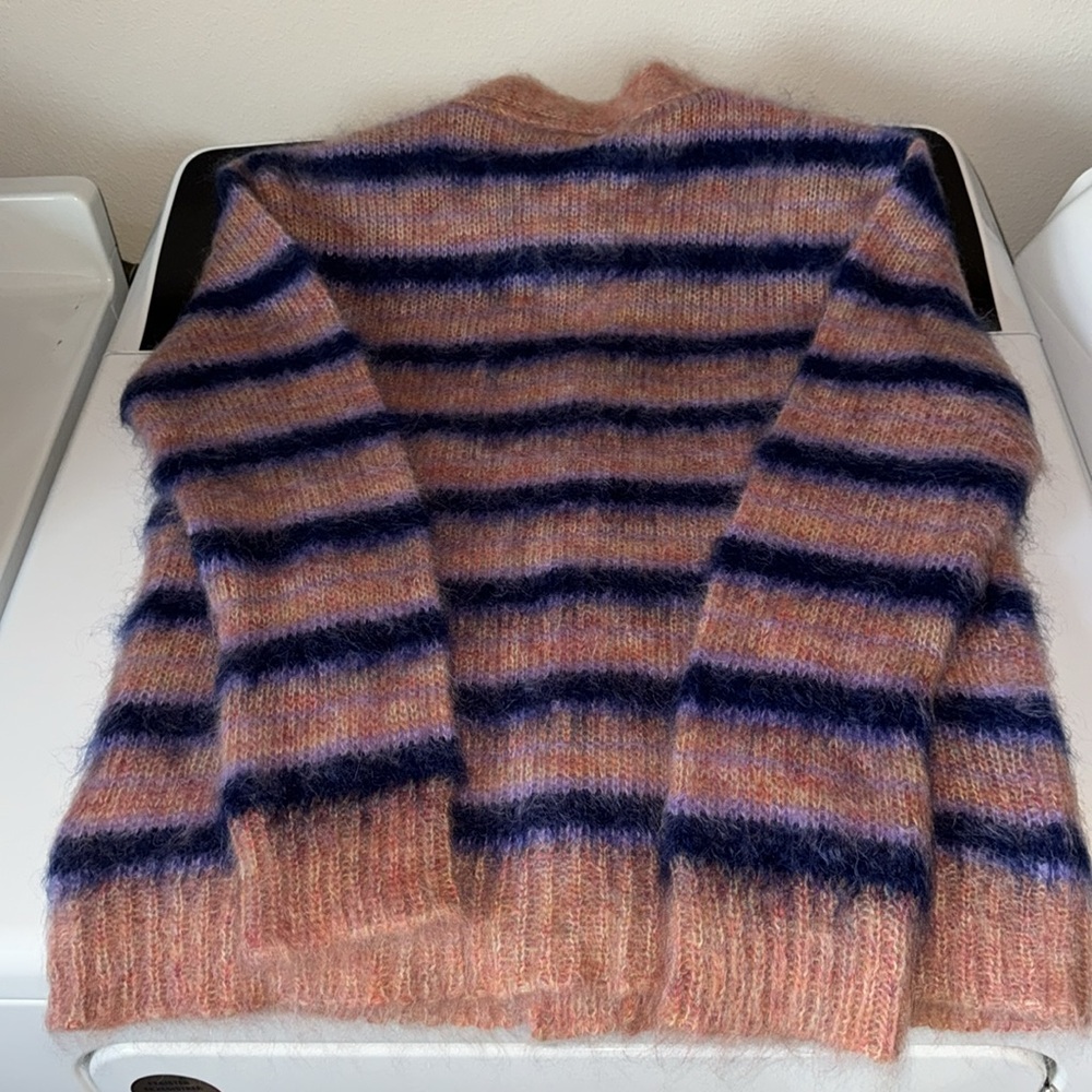 Marni Iconic Mohair fuzzy Brushed Stripes Cardigan V Neck NWT - Picture 10 of 11